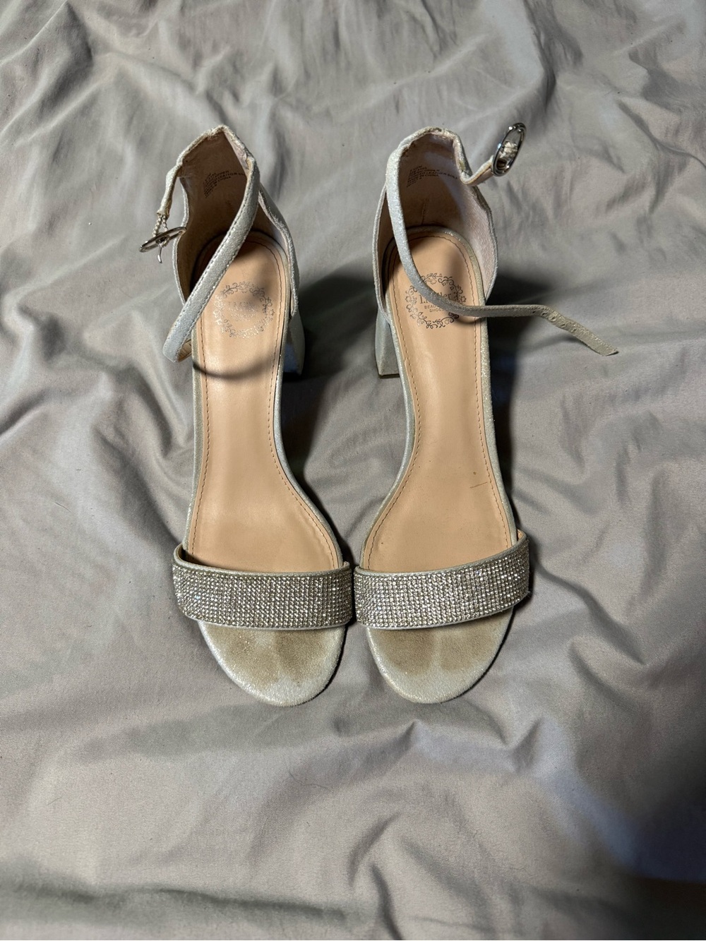 Elegant Women's Ankle-Strap Heels in Silver